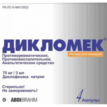 Diklomek 75 mg / 3 ml 4's solution for injection in ampoules