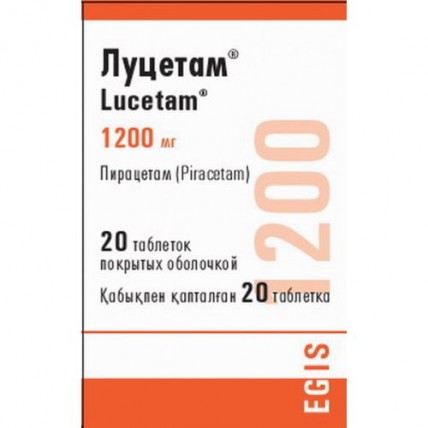 Lucetam® (Piracetam) 1200 mg, 20 coated tablets