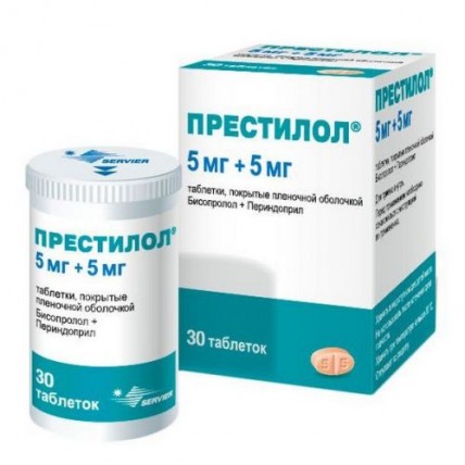 Prestilol® (Bisoprolol / Perindopril) 5 mg/5 mg, 30 film-coated tablets