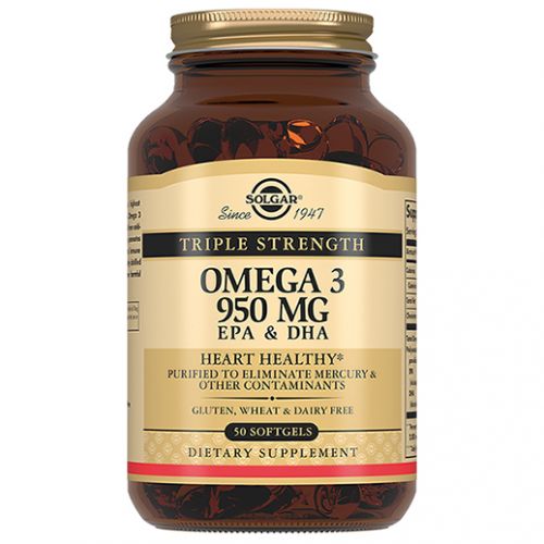 Triple Solgar omega-3 EPA and DHA 950 mg (50 capsules)